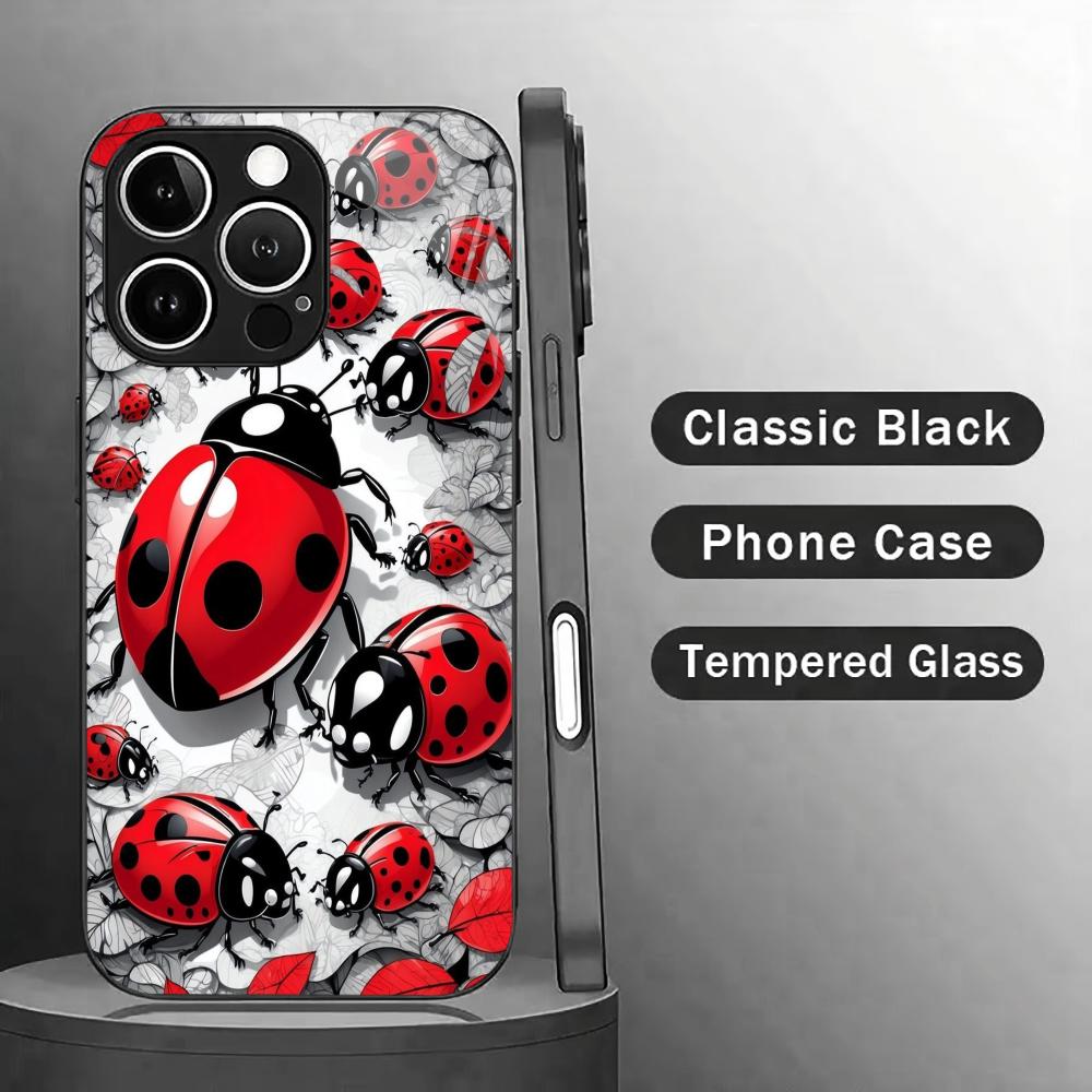 Pc Case Tempered Glass - Red ladybug pattern Tempered HD Glass