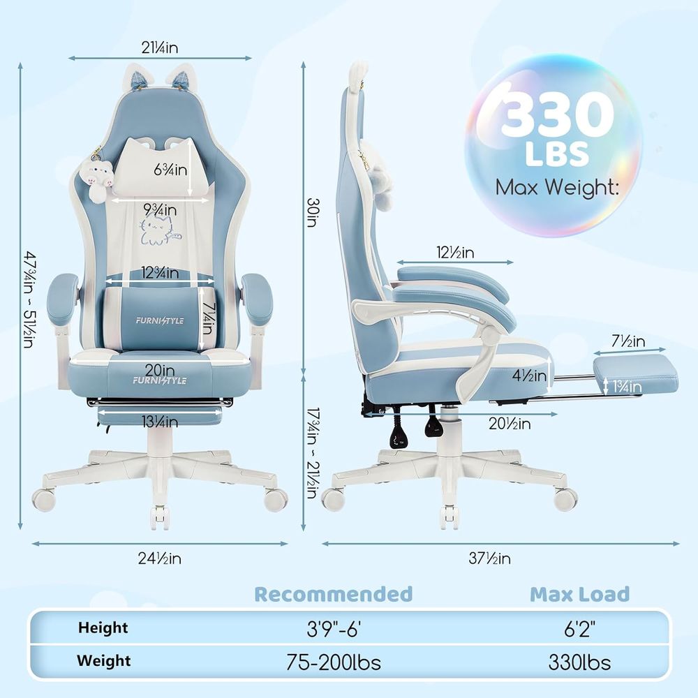 Ergonomic Blue/White Gaming Ch - огляд і ціна Gaming Chair