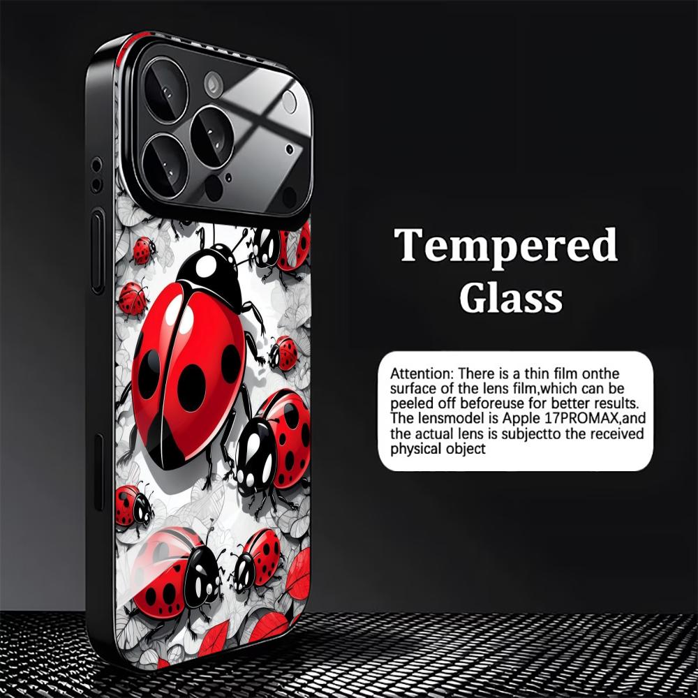 Red ladybug pattern Tempered H - огляд і ціна Pc Case Tempered Glass