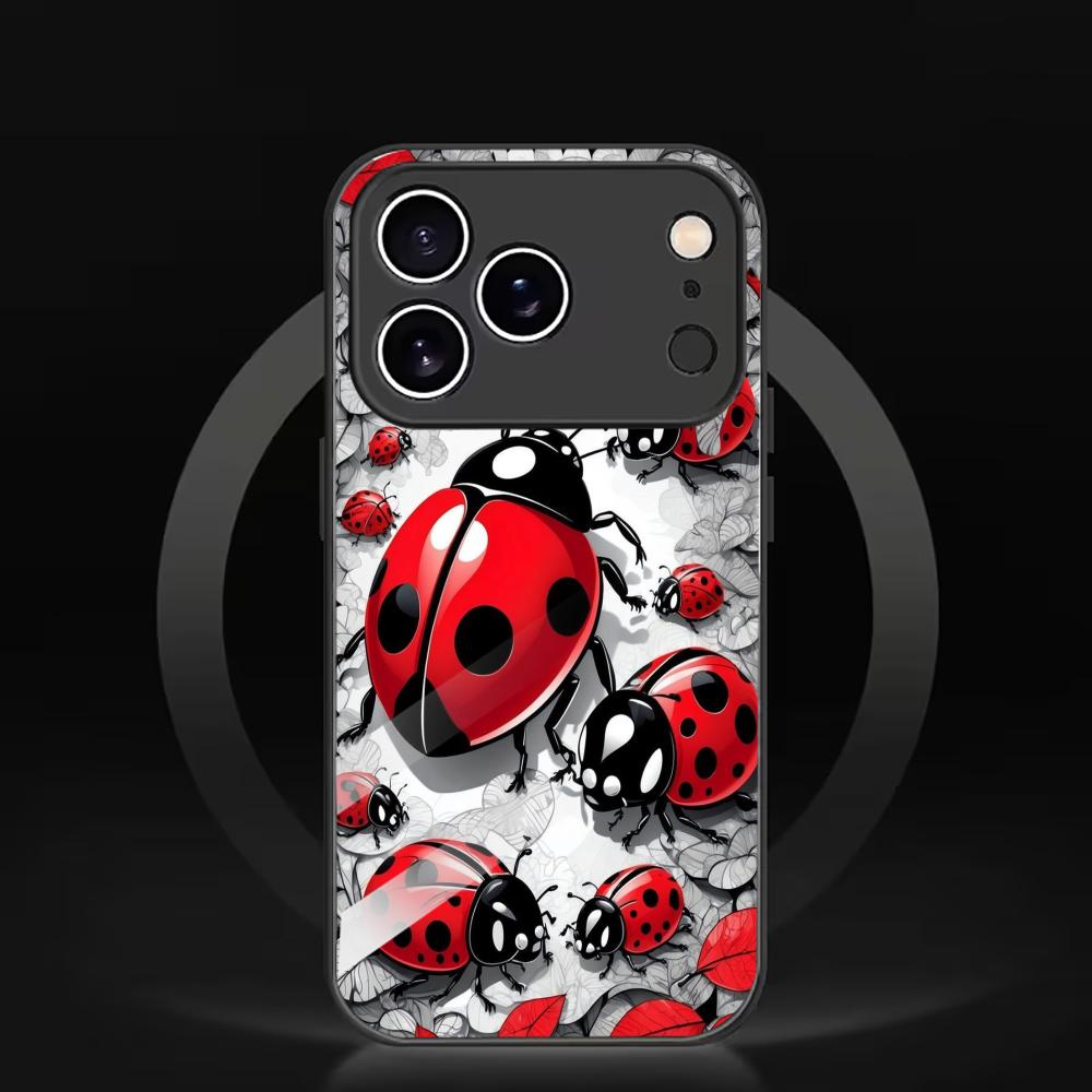 Red ladybug pattern Tempered H - огляд і ціна Pc Case Tempered Glass