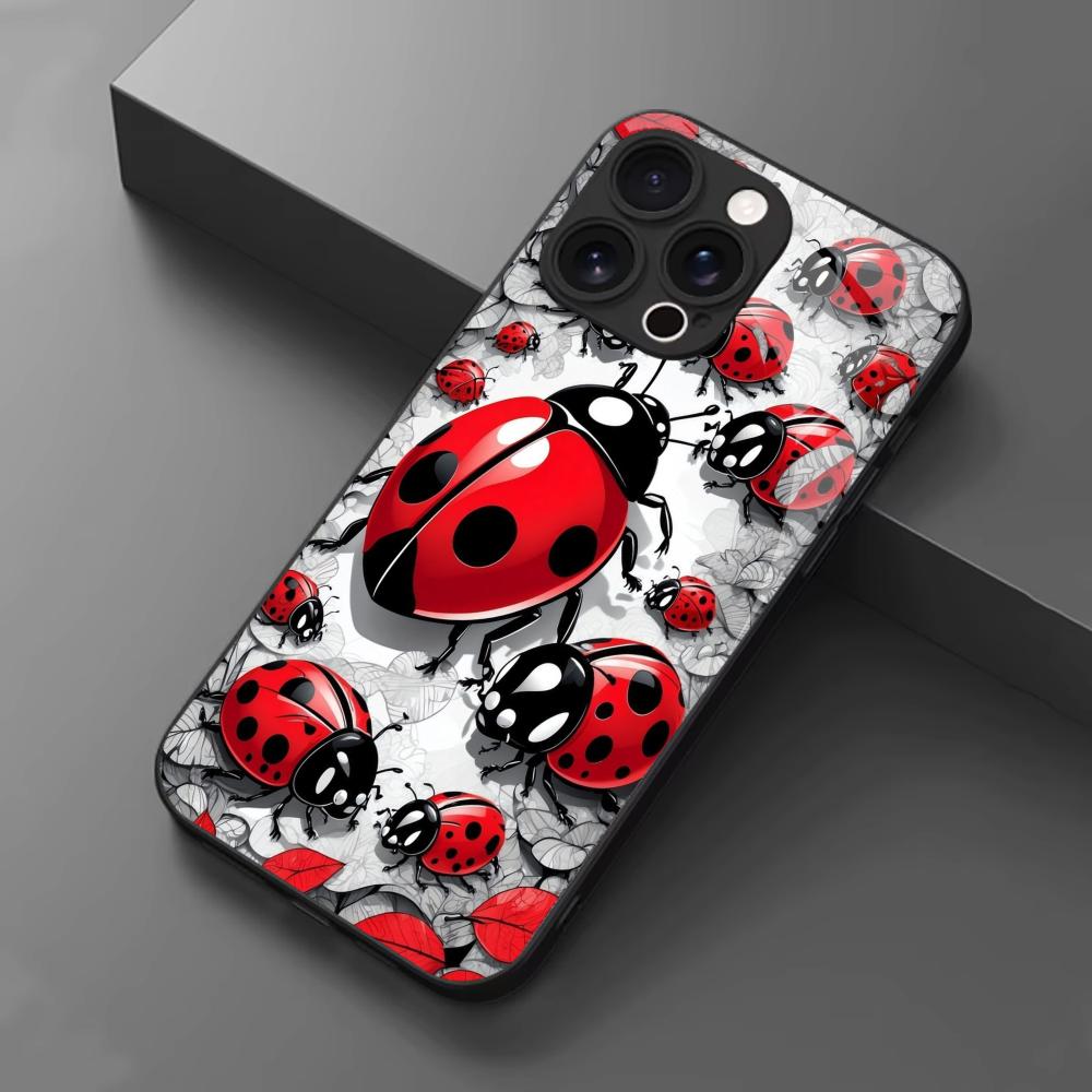 Red ladybug pattern Tempered H - огляд і ціна Pc Case Tempered Glass